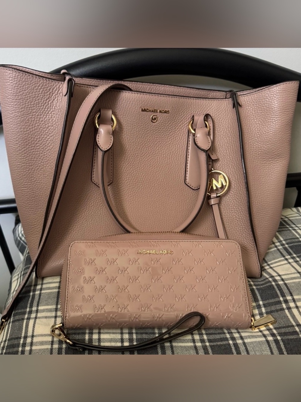 Michael Kors Pink Pebbled Leather Tote with Matching Wallet